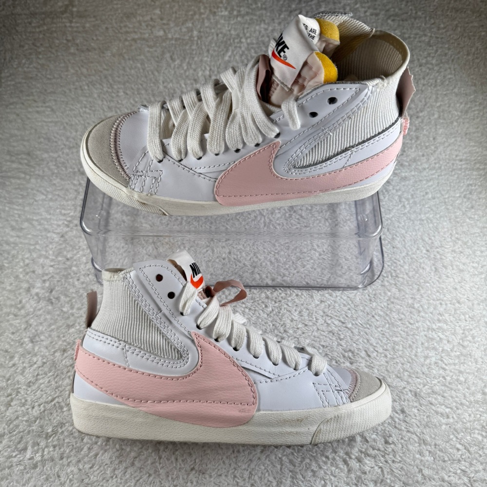 Nike Blazer Mid 77 Jumbo Women 8.5 White Pink Oxford Clean Shoe Sneaker High Top